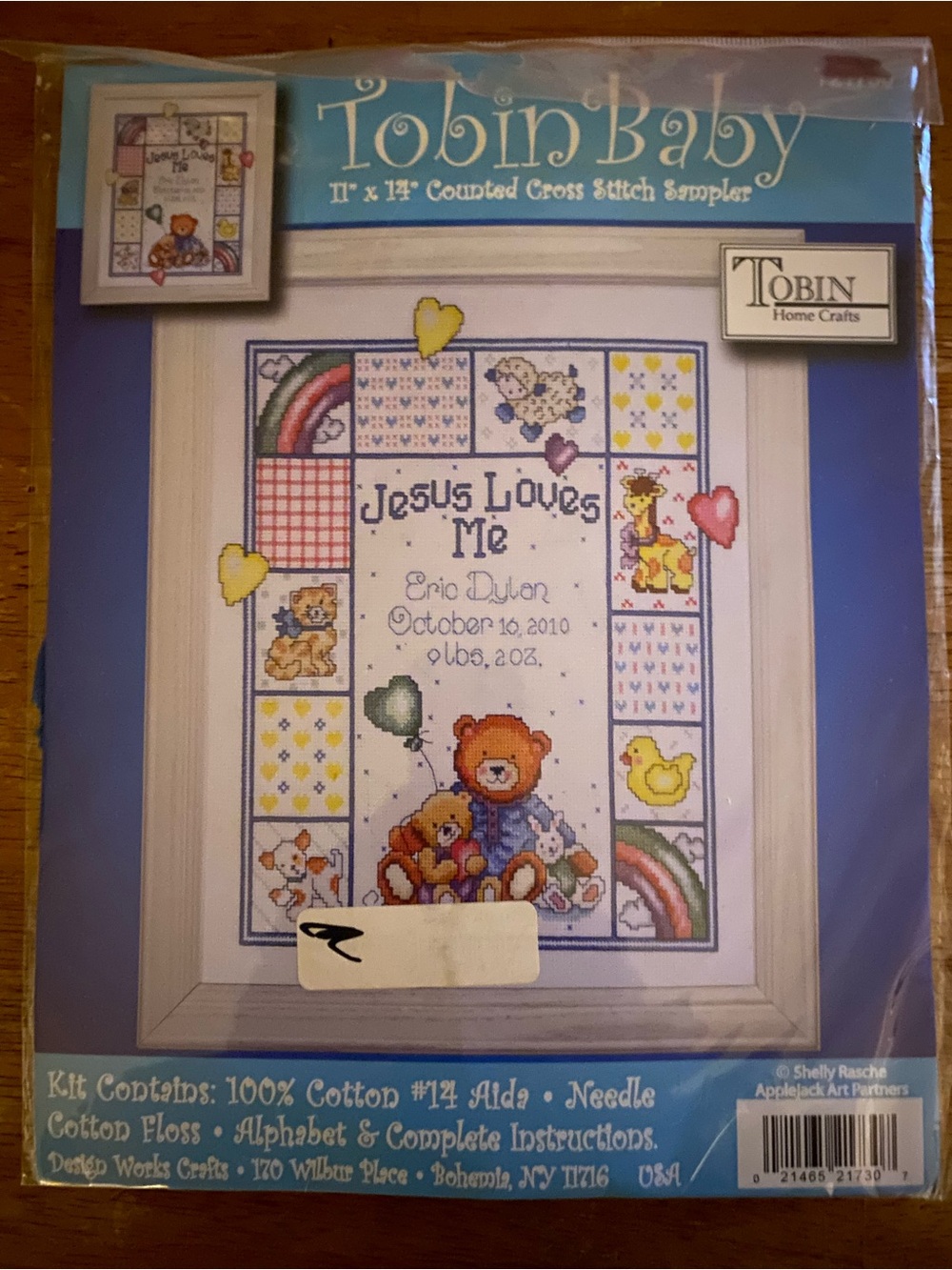 Tobin Baby Cross Stitch Sampler Kit - Blue Accent
